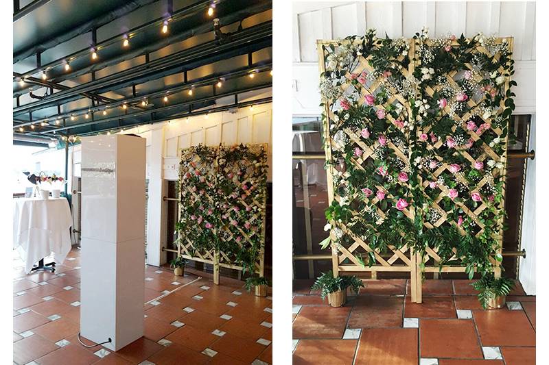 Floral wedding backdrop photo booth