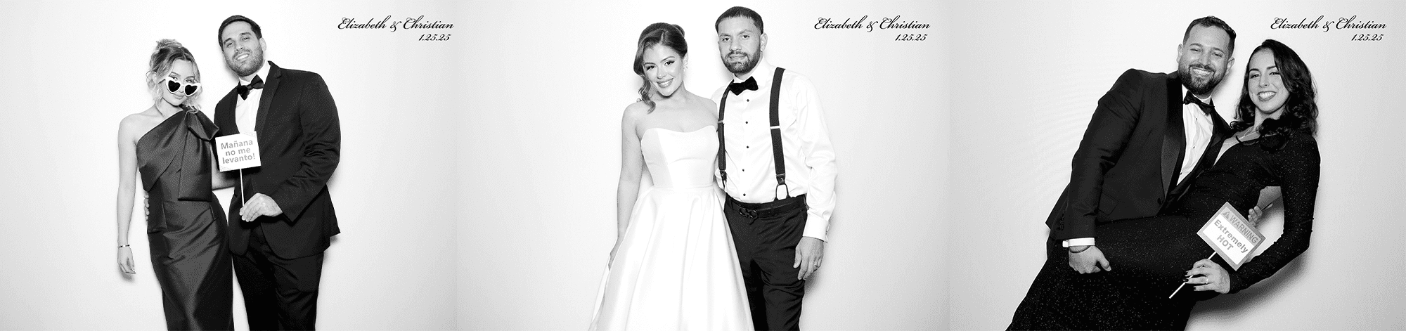 luxury wedding bride and groom at photo booth